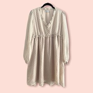 DRESS Forum PinkBlush - Cream Chiffon Dot Print Textured Maternity Dress (S)